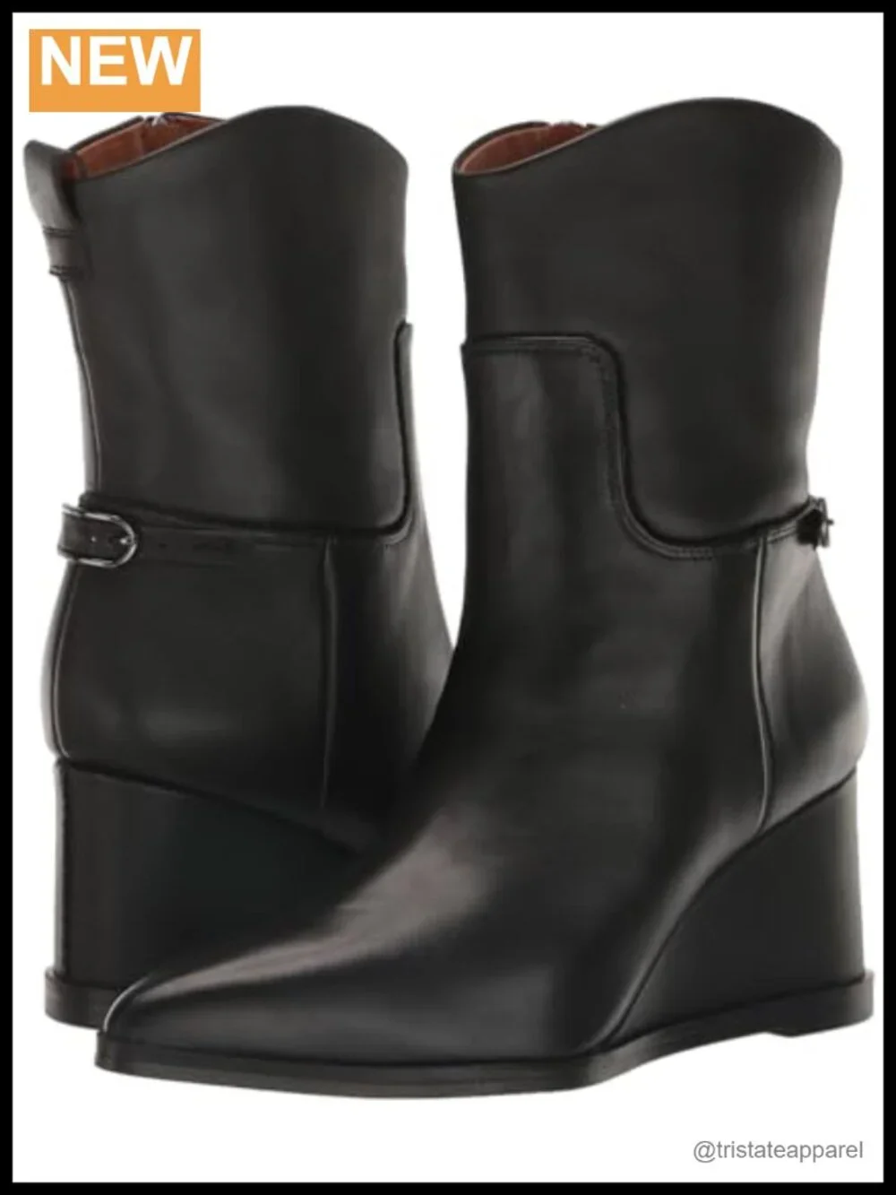 Women's Franco Sarto Etta Leather Wedge Booties Ankle Zip